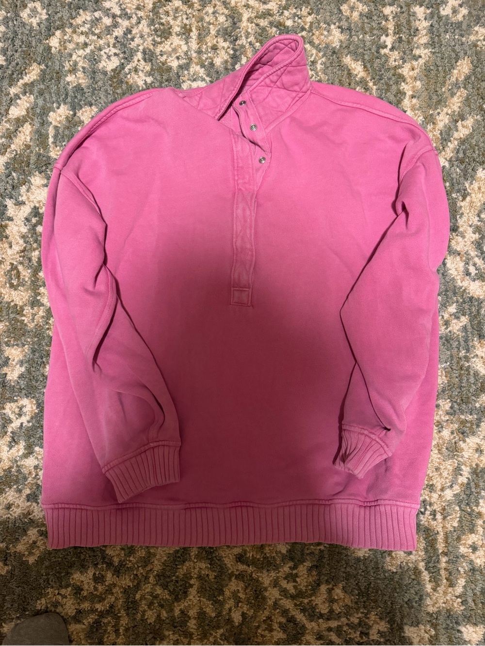 aerie Pink Quilted-Collar Pullover Sweater